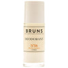 BRUNS Products Nº08 Fresh Cypress Deodorantti; kirkas lasipullo tekstillä "BRUNS No. 06" unisex-deodoranttia, valkoinen lieriömäinen korkki ja mattavalkoinen suorakulmainen etiketti; etiketissä tuotenimi, tuoksu ("Mustig Pomelo") ja brändin iskulause ("Always Great Hairdays") yksinkertaisella groteskifontilla; ei ihmisiä tai käsiä näkyvissä; tausta yksinkertainen ja siisti.