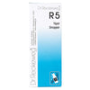 Box of Dr. Reckeweg R5 Tipat Dropper, mostly white and light blue, featuring the product name, company info, and a small icon of a dropper bottle in the lower right corner. Rectangular cardboard packaging with a matte finish; sans-serif text is printed clearly in black and blue. The background is plain white; no people or objects are present in the image.