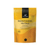 A yellow and orange 100g package of Foodin brand nutritional yeast flakes, enriched with vitamin B12, featuring text in Finnish and English and a resealable top. Matte-finish flexible pouch with vertical orientation and rounded corners. Main label uses bold sans-serif typography in white; background is plain or off-white. Product sits upright on a neutral flat surface, no people or props visible.