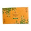 A brown cardboard box with green plant designs and text in Finnish reading Pyykinpesuliina Hajusteeton 25 kpl. The box has a matte finish and rectangular shape. It shows eco-label symbols and the word Ecolution, with other product details printed in clear, sans-serif fonts. The photo background is neutral with no visible people or hands.