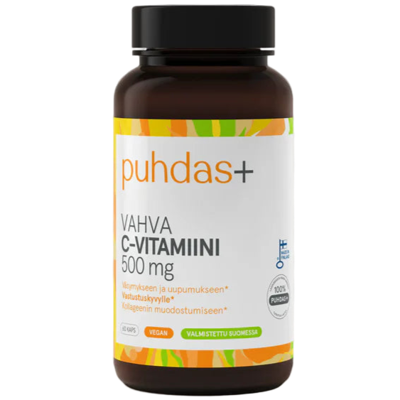 Puhdas+ C-vitamiini 500 mg-Puhdas+-Hyvinvoinnin Tavaratalo