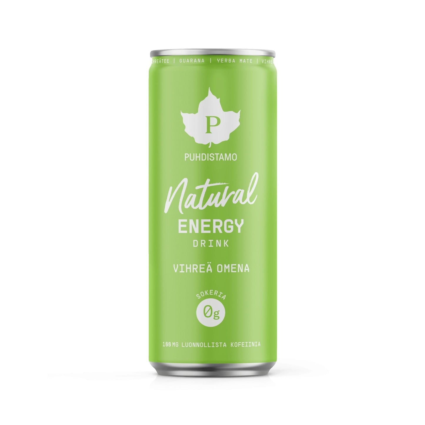 Puhdistamo Natural Energy Drink Green Apple -energiajuoma, vihreä 330 ml tölkki