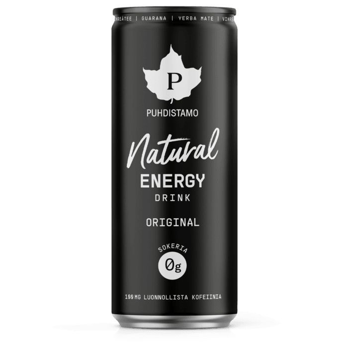 Puhdistamo Natural Energy Drink Original -energiajuoma, musta 330 ml tölkki