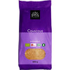 A 500g bag of Urtekram organic wholemeal couscous in a purple package, displaying certification logos for organic standards. The packaging is matte and rectangular with a resealable top. White sans-serif lettering shows the product and brand names. Several logos appear near the bottom front. The background is neutral, isolated product shot with no people or props visible.