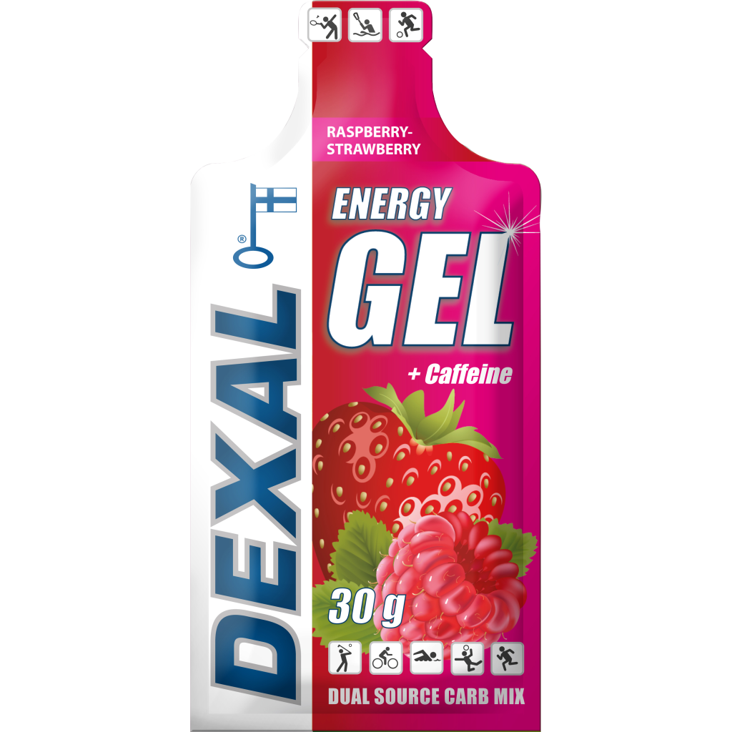 Dexal Energiageeli Vadelma-Mansikka + Kofeiini | Lisäenergiaa