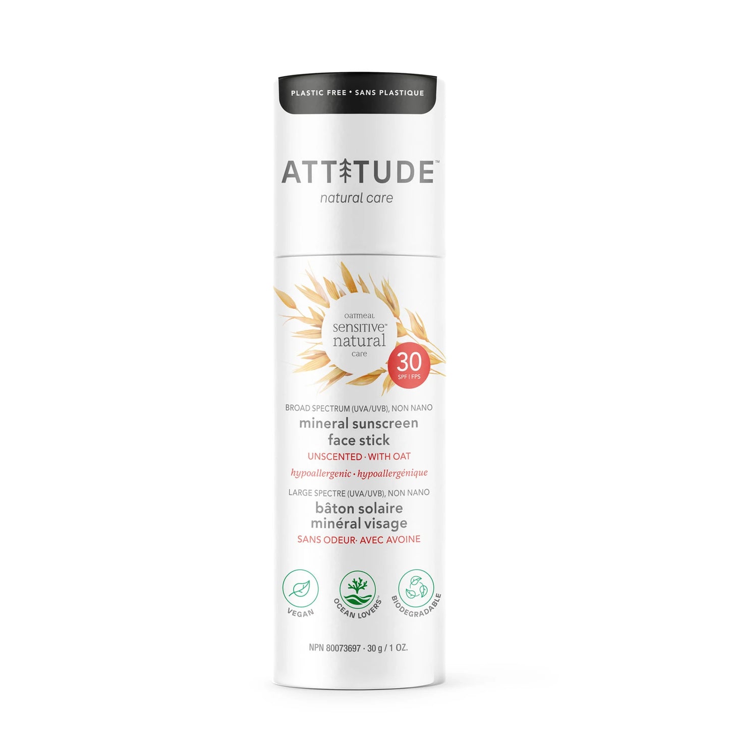 Attitude Mineral Sunscreen Face Stick SPF30 Aurinkovoide herkälle iholle-Attitude-Hyvinvoinnin Tavaratalo