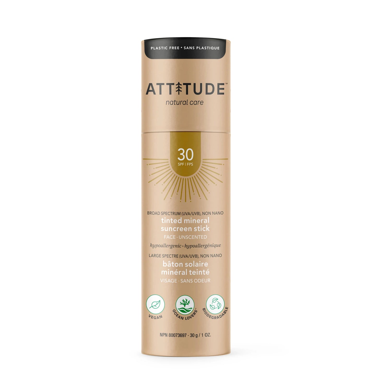 Attitude Mineral Sunscreen Face Stick SPF30 Sävyttävä aurinkovoide-Attitude-Hyvinvoinnin Tavaratalo
