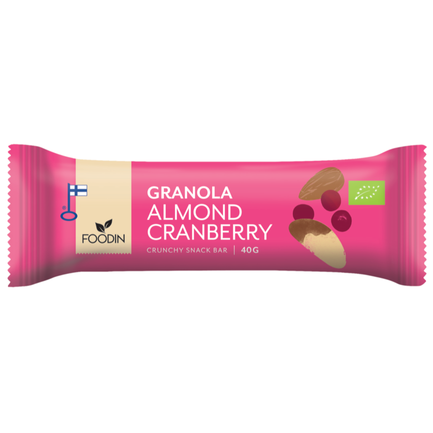 Foodin Luomu Granola Bar Almond Cranberry-Foodin-Hyvinvoinnin Tavaratalo