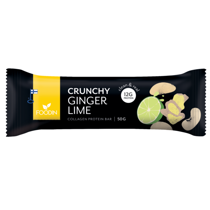 Foodin Collagen Protein Bar Crunchy Ginger Lime-Foodin-Hyvinvoinnin Tavaratalo