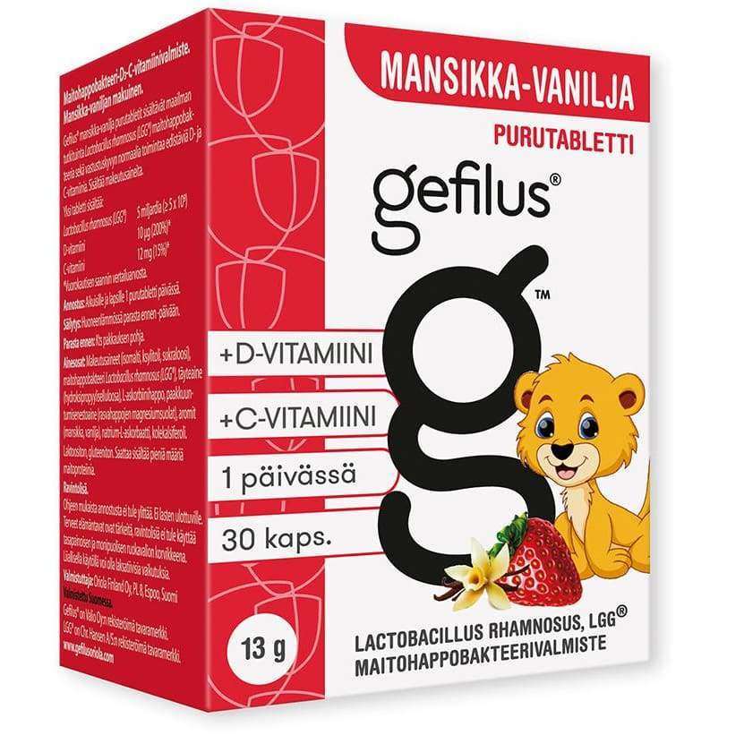 Gefilus + D Mansikka Purutabletti-Gefilus-Hyvinvoinnin Tavaratalo