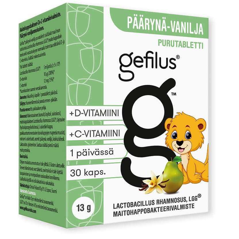 Gefilus + D Päärynä Purutabletti-Gefilus-Hyvinvoinnin Tavaratalo