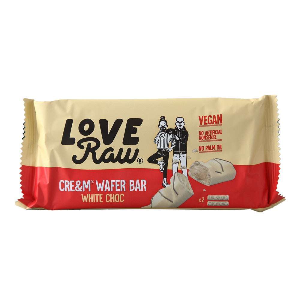 LoveRaw Cre&m Wafer Bar White Choc-LoveRaw-Hyvinvoinnin Tavaratalo