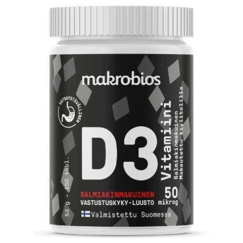 Makrobios D-vitamiini 50 mikrog Salmiakki-Makrobios-Hyvinvoinnin Tavaratalo