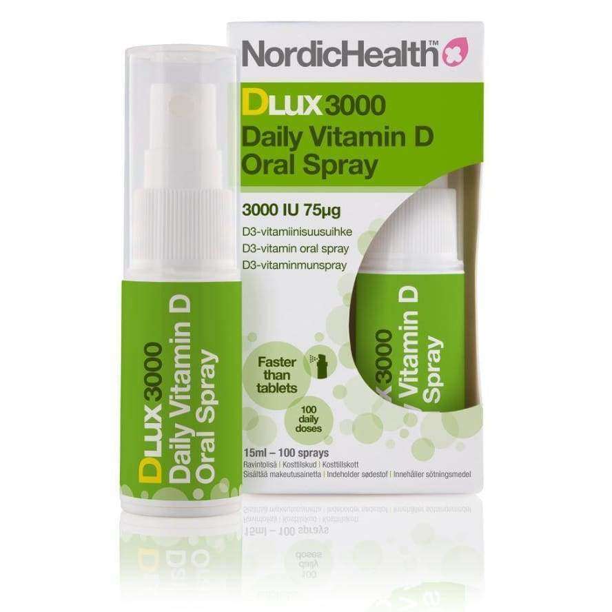 Nordic Health DLux 3000 75 mikrog D-vitamiinisuihke-Nordic Health Sprays-Hyvinvoinnin Tavaratalo