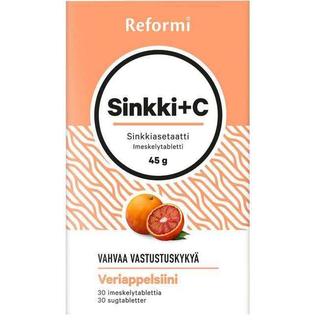 Reformi Sinkki + C Imeskelytabletti Veriappelsiini-Reformi-Hyvinvoinnin Tavaratalo