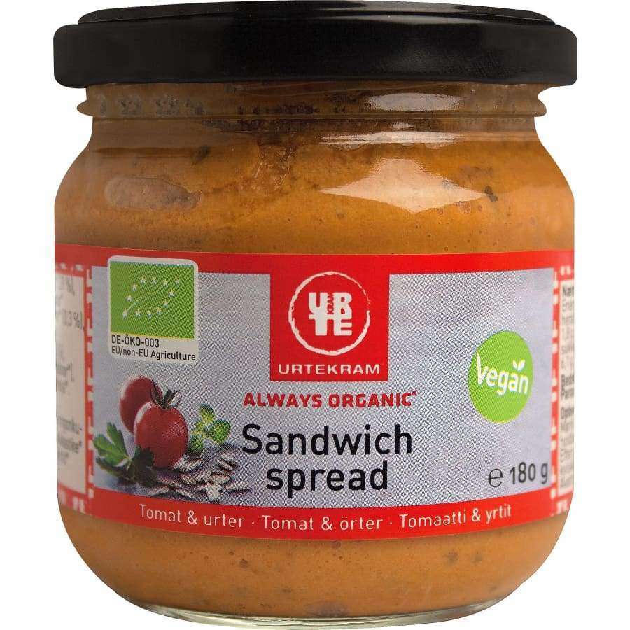 Urtekram Luomu Sandwich spread Tomaatti & yrtit-Urtekram-Hyvinvoinnin Tavaratalo